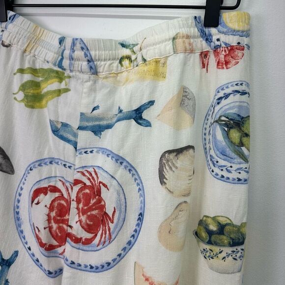 Calypso St. Barth Women’s Novelty Printed Summer Tapas Seafood Linen Blend Pull - Picture 11 of 11